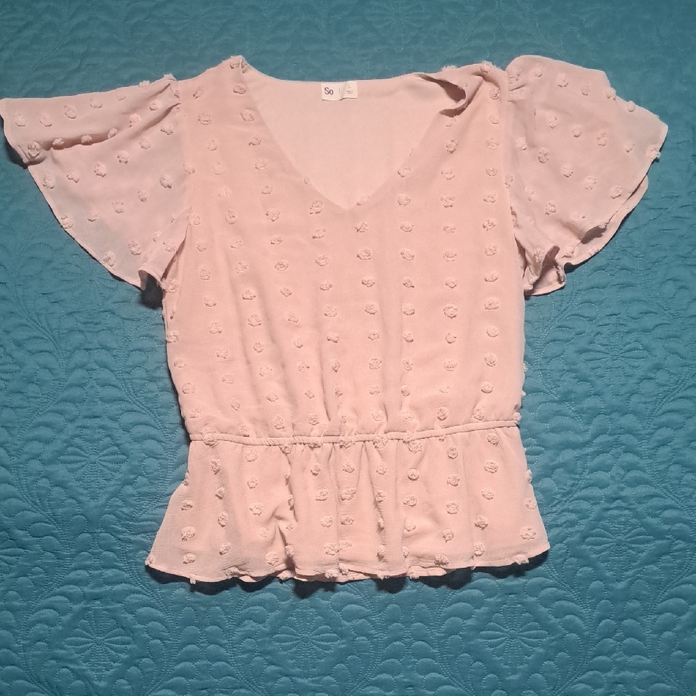 207 - 🌸 Soft Bloom Textured Peplum Blouse by SO